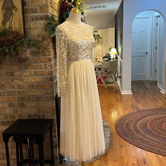 needle and thread beaded dress Needle & Thread Burgundy Beaded Mariel Aubrrgine Sequin Maxi Dress Siz   Threadeco